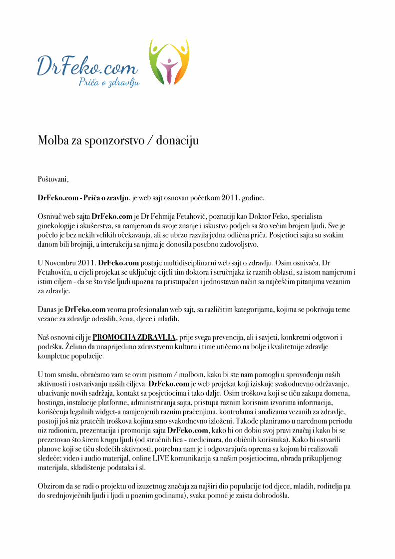 PDF Molba za sponzorstvo donaciju Priča o PDF fileMolba za