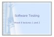 Software Testing Week 8 lectures 1 and 2