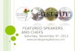 Featured Speakers and Chefs