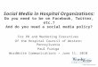 Social Media in Hospital Organizations: Should you be on Facebook, etc.?
