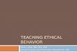 Teaching Ethical Behavior, Kansas Conference Oct 2009