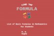 Mathematics Basic Formulae