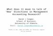 What Does It Mean To Talk Of ‘New’ Directions In Management Accounting Research