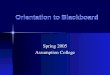 Orientation to Blackboard Spring 2005