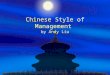 Chinese Style Of Management