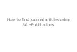 How to find journal articles using sa e publications