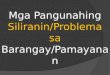 Mga pangunahing siliranin/problema sa barangay/pamayanan