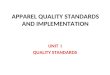 APPAREL QUALITY STANDARD AND IMPLEMENTATION