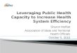 Leveraging Public Health Capacity to Increase Health System Efficiency