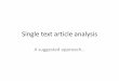 Single text article analysis   how to