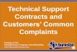 Technical Support Contracts and Customers’ Common Complaints (Slides)