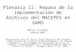 Plenaria II: Repaso de la Implementación de Archivos del MACEPES en GAMS Martín Cicowiez CEDLAS-UNLP Presentación para el Tercer Taller Regional del Proyecto