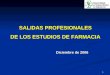 1 SALIDAS PROFESIONALES DE LOS ESTUDIOS DE FARMACIA Diciembre de 2006