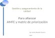 Para afianzar AMFE y matriz de priorización Gestión y aseguramiento de la calidad Ing. Sandra Blandón Navarro 2009