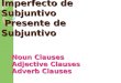 Imperfecto de Subjuntivo Presente de Subjuntivo Noun Clauses Adjective Clauses Adverb Clauses