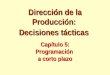 Dirección de la Producción: Decisiones tácticas Capítulo 5: Programación a corto plazo