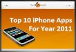 Top 10 iPhone Apps For Year 2011