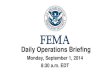 FEMA Daily Operations Briefing for Sep 1, 2014