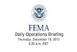 FEMA Operations Brief for Dec 19, 2013