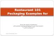 Restaurant 101   packaging food for success