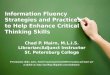 Information Fluency Strategies and Practices to Help Enhance Critical Thinking Skills