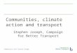 Communities, climate action and transport