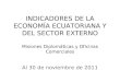 INDICADORES DE LA ECONOMÍA ECUATORIANA Y DEL SECTOR EXTERNO Misiones Diplomáticas y Oficinas Comerciales Al 30 de noviembre de 2011