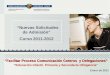 Nuevas Solicitudes de Admisión Curso 2011-2012 Enero de 2011 Facilitar Proceso Comunicación Centros y Delegaciones Facilitar Proceso Comunicación Centros