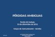 PÉRDIDAS AMBIGUAS Sesión de trabajo 15 de diciembre de 2011 Grupo de Comunicación - Semfyc 05/01/20141 Iñaki Echagüe Alcalde. Psicólogo Clínico. Diplomado