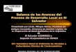 Balance de los Avances del Proceso de Desarrollo Local en El Salvador Presentado por Licda. Milagro Navas, Alcaldesa de Antiguo Cuscatlán, Directora de