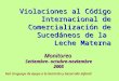 Monitoreo Setiembre- octubre-noviembre 2005 Red Uruguaya de Apoyo a la Nutrición y Desarrollo Infantil Violaciones al Código Internacional de Comercialización