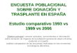 ENCUESTA POBLACIONAL SOBRE DONACIÓN Y TRASPLANTE EN ESPAÑA Estudio comparativo 1993 vs 1999 vs 2006 ENCUESTA POBLACIONAL SOBRE DONACIÓN Y TRASPLANTE EN