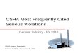 OSHA Most Frequently Cited Serious Violations General Industry - FY 2010 OSHA Federal Standards October 1, 2009 – September 30, 2010
