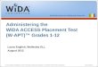 © 2011 Board of Regents of the University of Wisconsin System, on behalf of the WIDA Consortium  Administering the WIDA ACCESS Placement Test