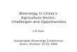 Bioenergy in Chinas Agriculture Sector: Challenges and Opportunities Lin Gan Sustainable Bioenergy Conference Bonn, October 12-13, 2006