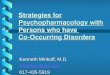 Strategies for Psychopharmacology with Persons who have Co-Occurring Disorders Kenneth Minkoff, M.D. Kminkov@aol.com 617-435-5919