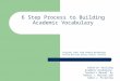 Based on "Building Academic Vocabulary; Teacher's Manual" by Robert J. Marzano and Debra J. Pickering 6 Step Process to Building Academic Vocabulary Original