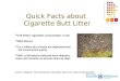 Quick Facts about Cigarette Butt Litter 370 billion cigarettes consumed/yr. in US. 98% filtered 14.1 million lbs of butts are deposited into US environment