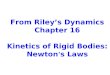 From Rileys Dynamics Chapter 16 Kinetics of Rigid Bodies: Newtons Laws