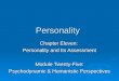 Personality Chapter Eleven: Personality and Its Assessment Module Twenty-Five: Psychodynamic & Humanistic Perspectives