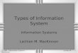 12.3IA1 : Information Systems Lachlan M. MacKinnon Types of Information System Information Systems Lachlan M. MacKinnon