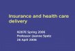 Insurance and health care delivery N287E Spring 2006 Professor: Joanne Spetz 26 April 2006