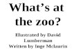 Illustrated by David Lumberman Written by Inge Mclaurin Whats at the zoo?