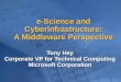 E-Science and Cyberinfrastructure: A Middleware Perspective Tony Hey Corporate VP for Technical Computing Microsoft Corporation