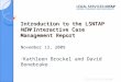 Introduction to the LSNTAP NEW Interactive Case Management Report November 13, 2009 Kathleen Brockel and David Bonebrake