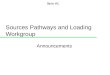 Sources Pathways and Loading Workgroup Announcements Item #1