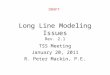 Long Line Modeling Issues Rev. 2.1 TSS Meeting January 20, 2011 R. Peter Mackin, P.E. DRAFT
