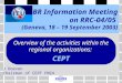 BR Information Meeting on RRC-04/05 (Geneva, 18 – 19 September 2003) J Doeven Chairman of CEPT FM24 Overview of the activities within the regional organizations: