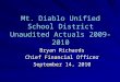 Mt. Diablo Unified School District Unaudited Actuals 2009-2010 Bryan Richards Chief Financial Officer September 14, 2010