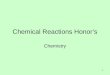 Chemical Reactions Honors Chemistry 1. Reactions and Equations Objectives 1. Recognize evidence of chemical change. 2. Represent chemical reactions with